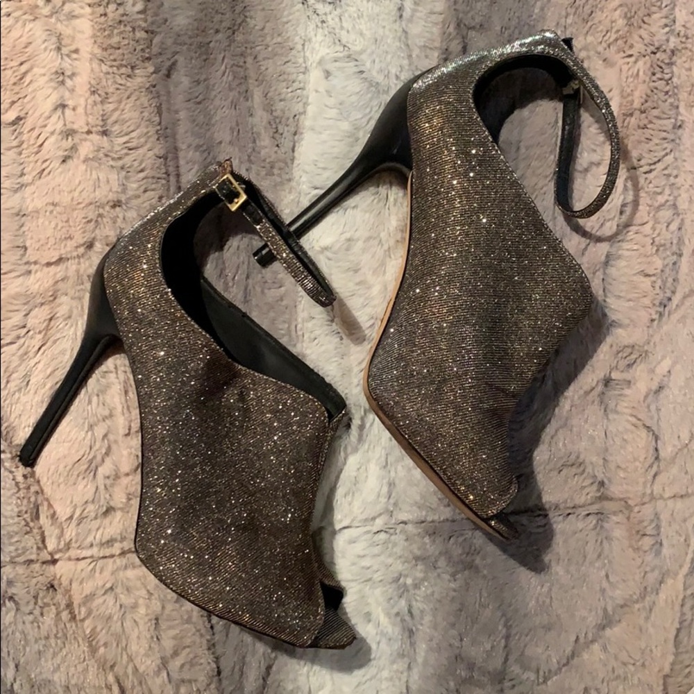 Brian Atwood  metallic peep toe booties